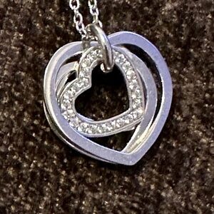 Elegant Sterling Silver Heart Pendant Necklace Cubic‎ zarconia